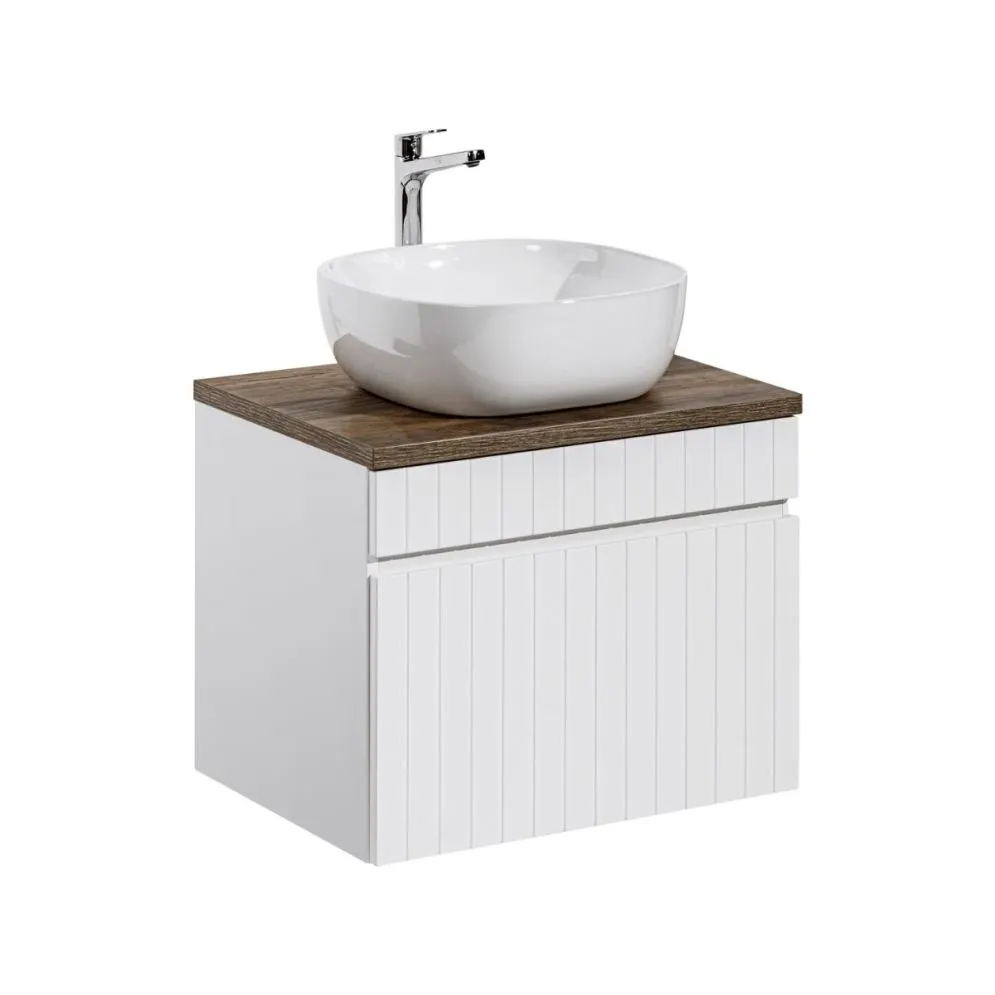 Szafka pod umywalkę ICONIC WHITE 82 60 cm biała z szufladą I sklep meblowy MIRAT. styl RYFLOWANY kolekcja ICONIC