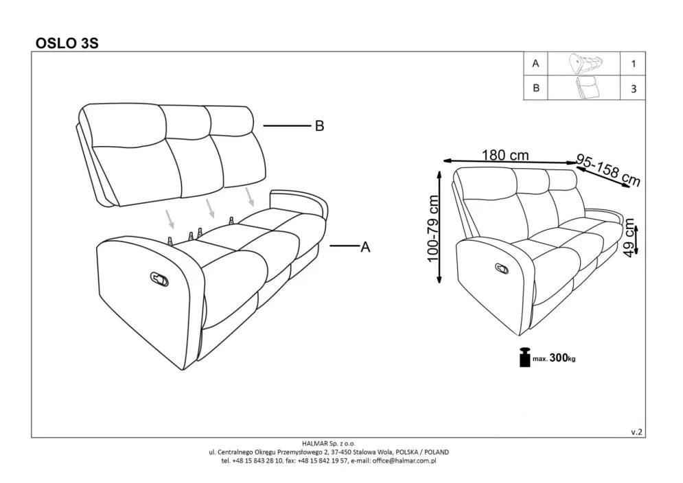 Sofa OSLO 3S beżowa z funkcją rozkładania trzyosobowa I sklep meblowy MIRAT.