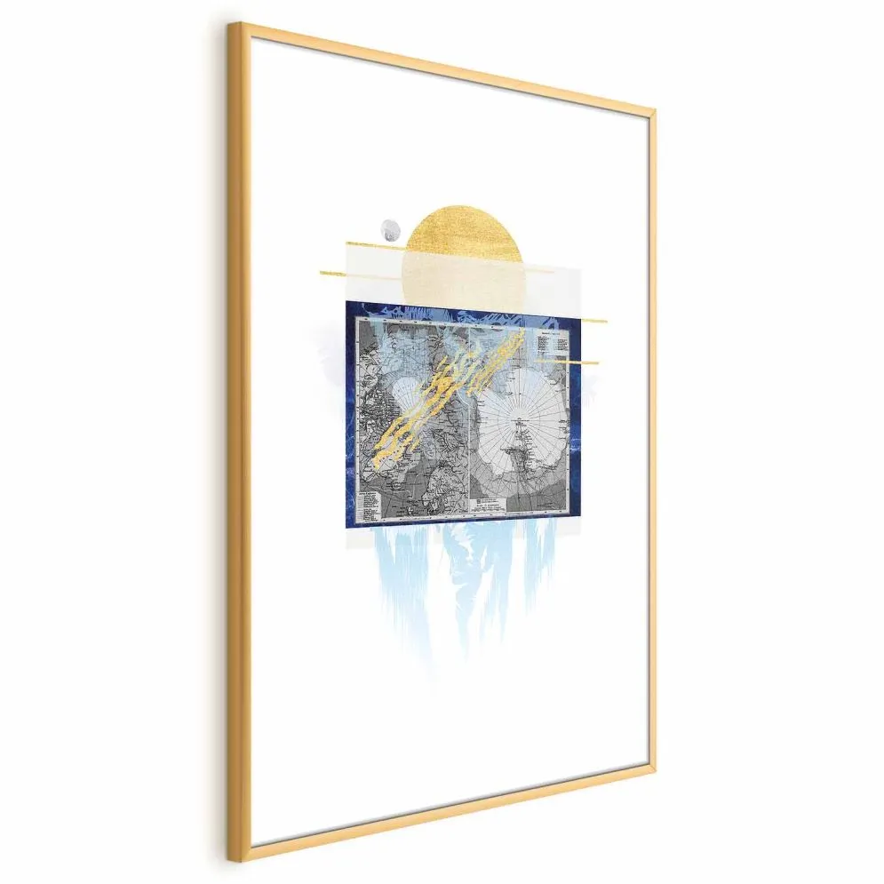 Plakat Antarktyda 40x60cm z ramą złotą z marginesem | MIRAT.  kolekcja k-C-0091-ao-a
