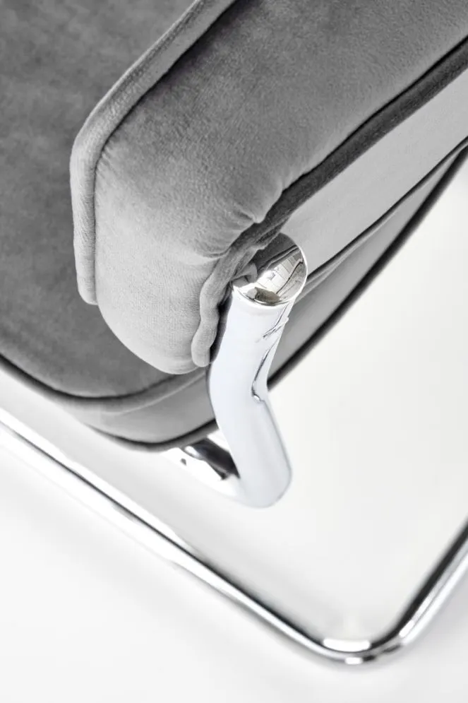 Krzesło K510 VELVET szare na srebrnej płozie I sklep meblowy MIRAT.