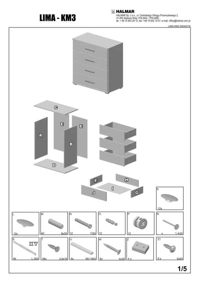 Komoda LIMA KM-3 biała do sypialni z szufladami | MIRAT.  kolekcja LIMA