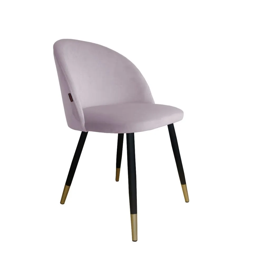 Krzesło CLAUDINE 1 VELVET GOLD jasno różowe nowoczesne tapicerowane | MIRAT. w stylu GLAMOUR kolekcja