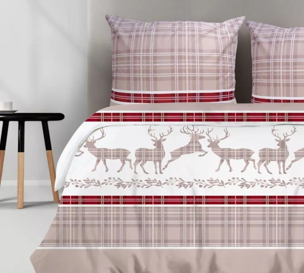 Świąteczna pościel bawełniana Premium Bielbaw 140x200 Last Xmas beżowa MIRAT.