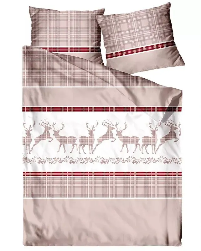 Świąteczna pościel bawełniana Premium Bielbaw 140x200 Last Xmas beżowa MIRAT.