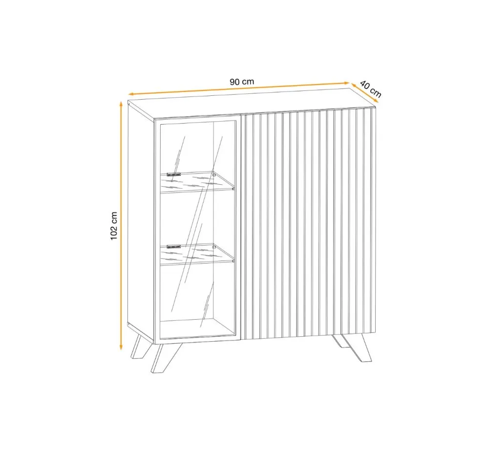 Meblościanka LIAM hickory jackson ze szklanymi półkami I sklep meblowy MIRAT. styl LOFT