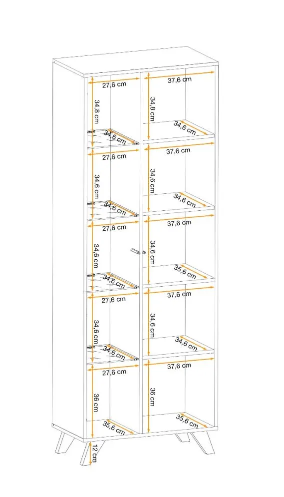 Meblościanka LIAM hickory jackson ze szklanymi półkami I sklep meblowy MIRAT. styl LOFT