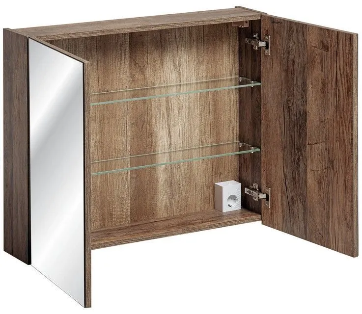 Szafka łazienkowa SANTA FE OAK 80 dąb z lustrem COMAD | MIRAT. styl LOFT kolekcja SANTA FE OAK