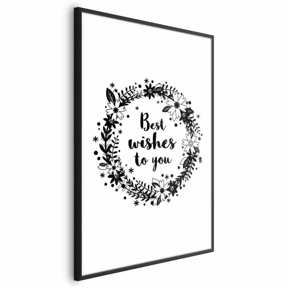 Plakat Best wishes 60x90 cm z ramą czarną z marginesem | MIRAT.
