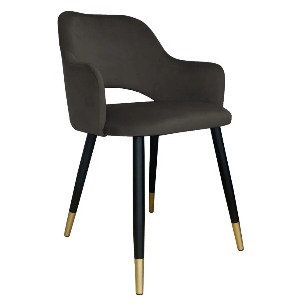 Krzesło NAPO VELVET GOLD brązowe na metalowych nogach | MIRAT.