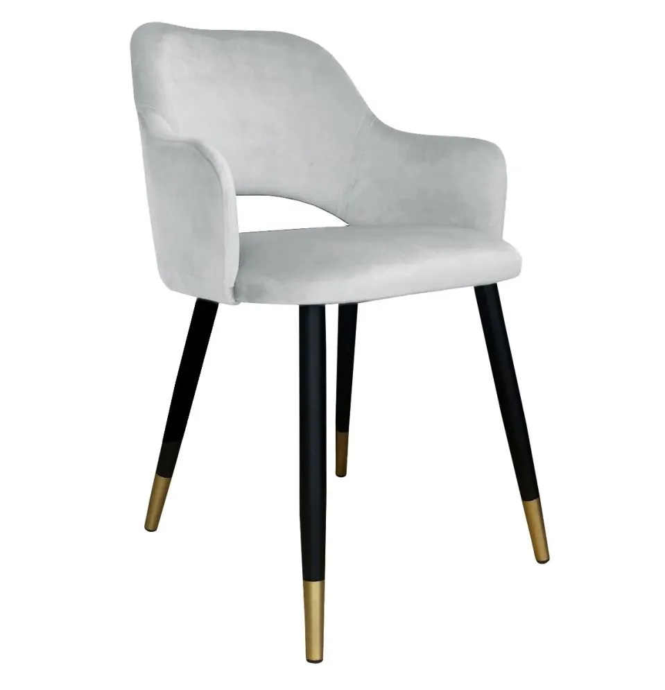Krzesło NAPO VELVET GOLD jasno szare nowoczesne | MIRAT. styl GLAMOUR