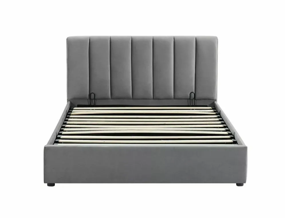 Łóżko tapicerowane MONTREAL VELVET 120x200 szare z pojemnikiem w stylu glamour I sklep meblowy MIRAT. styl GLAMOUR