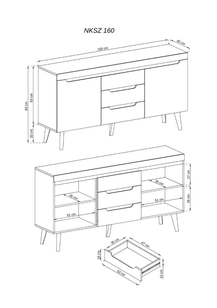 Komoda EBBI biały połysk do salonu w stylu skandynawskim | MIRAT. w stylu SKANDYNAWSKI kolekcja EBBI