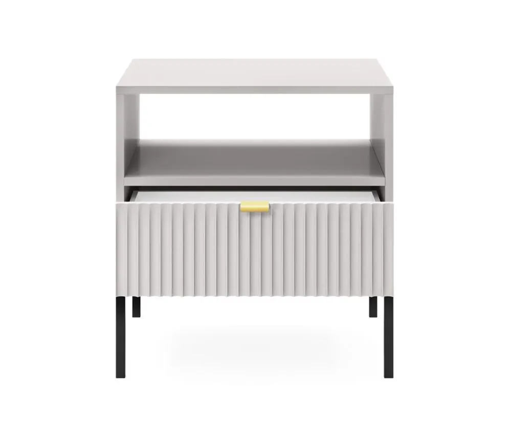 Szafka stojąca MILONA 54 cm szara mat I sklep meblowy MIRAT. styl GLAMOUR, RYFLOWANY kolekcja MILONA