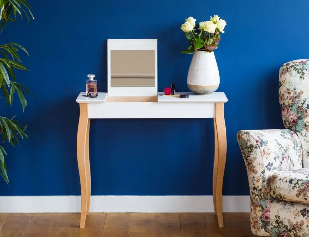 Toaletka z lustrem LILLO 85 cm biała dla kobiet | MIRAT. styl SKANDYNAWSKI