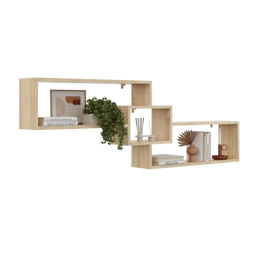 Półka ALESIA 2 dąb sonoma wisząca do salonu | MIRAT. w stylu LOFT kolekcja