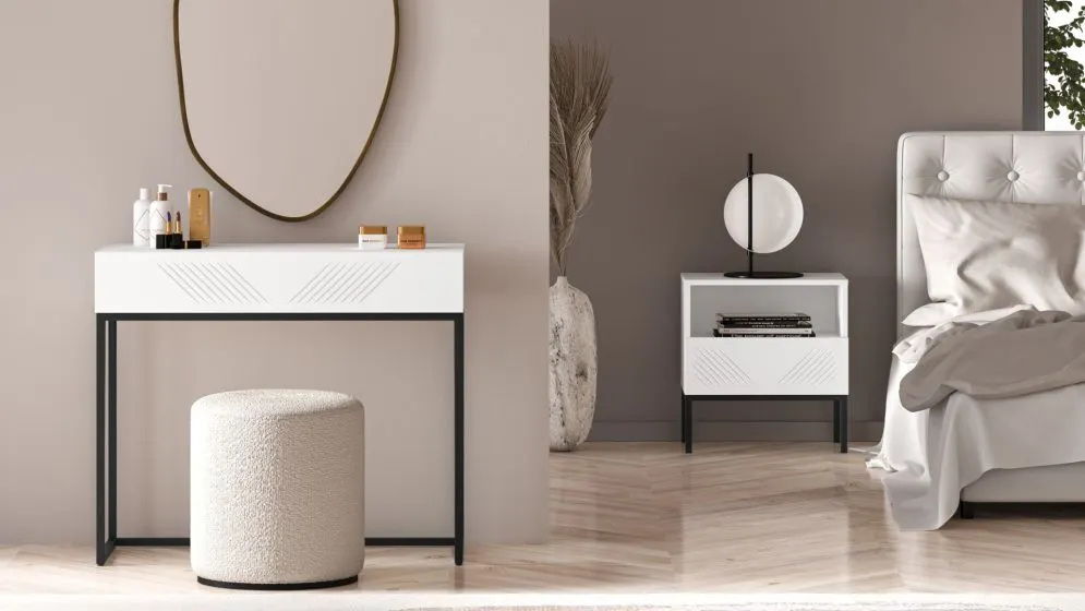 Toaletka KLARA biały mat na kosmetyki do sypialni I sklep meblowy MIRAT. styl GLAMOUR kolekcja KLARA