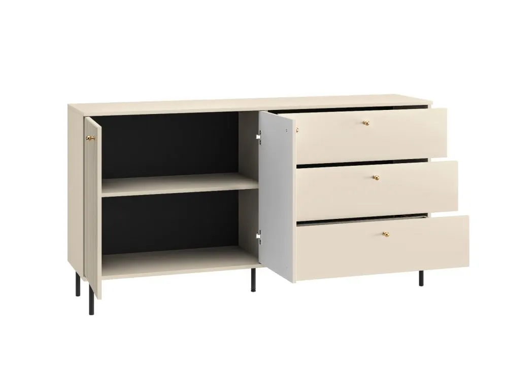 Komoda ELLEN 2D3S kaszmir ryflowana polskiej produkcji I sklep meblowy MIRAT. styl GLAMOUR, RYFLOWANY