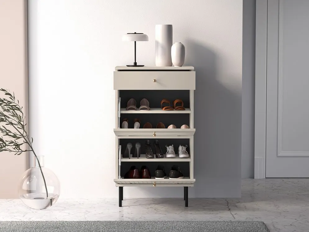 Szafka na buty ELLEN 1S2K kaszmir klapowa I sklep meblowy MIRAT. styl GLAMOUR, RYFLOWANY kolekcja ELLEN