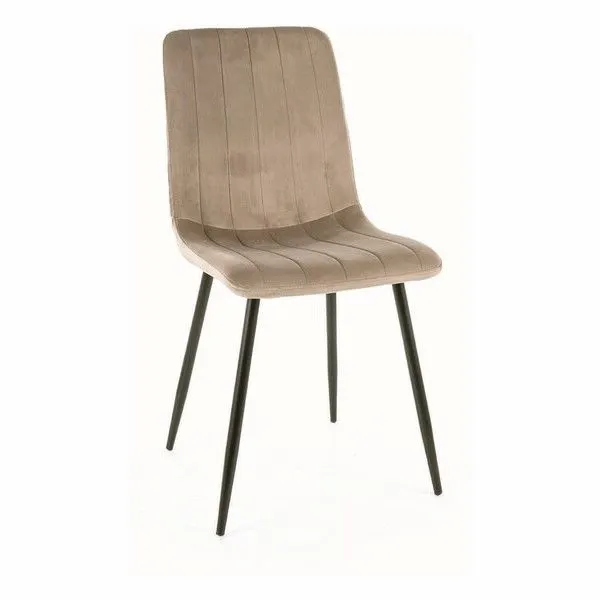 Krzesło tapicerowane ALAN VELVET beżowe z przeszyciami I sklep meblowy MIRAT. styl GLAMOUR, LOFT