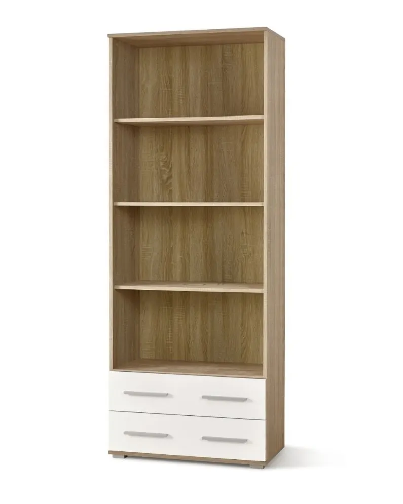 Regał LIMA REG-3 dąb sonoma/biały połysk otwarty I sklep meblowy MIRAT. styl SKANDYNAWSKI kolekcja LIMA