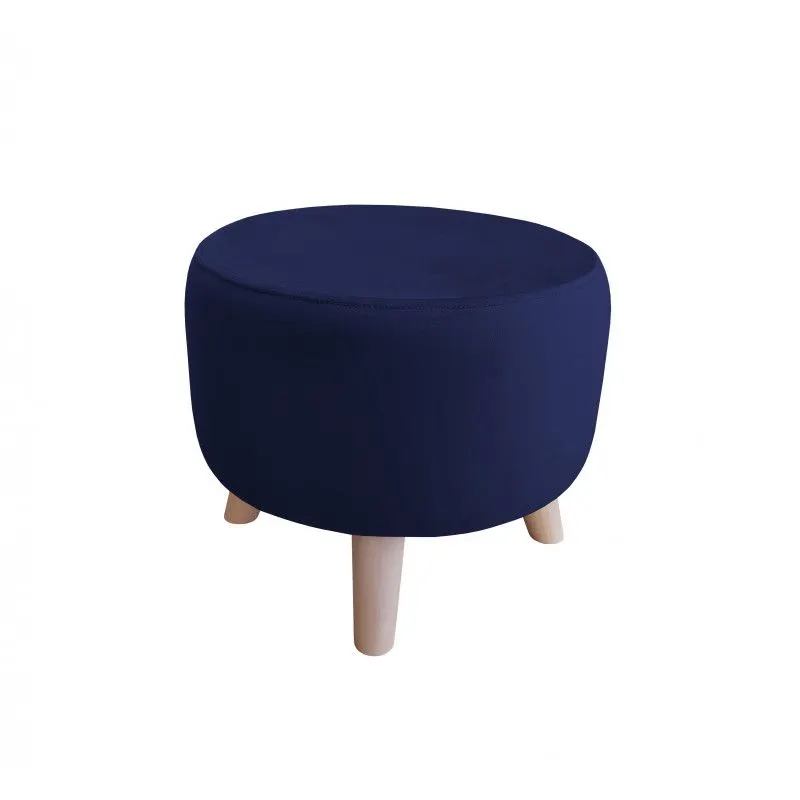 Pufa POLA MG16 granatowa/buk okragła I sklep meblowy MIRAT. styl SKANDYNAWSKI