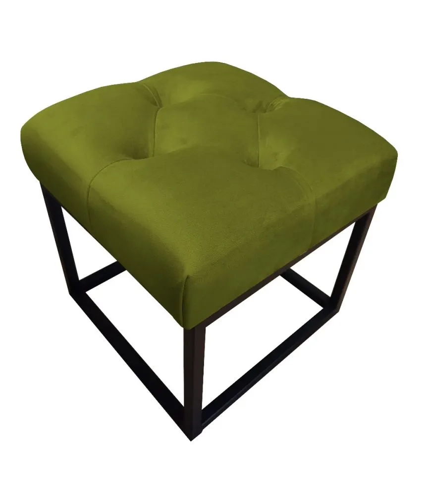 Pufa CHARLIE BL VELVET oliwkowa na metalowych nogach | MIRAT. w stylu GLAMOUR, LOFT kolekcja