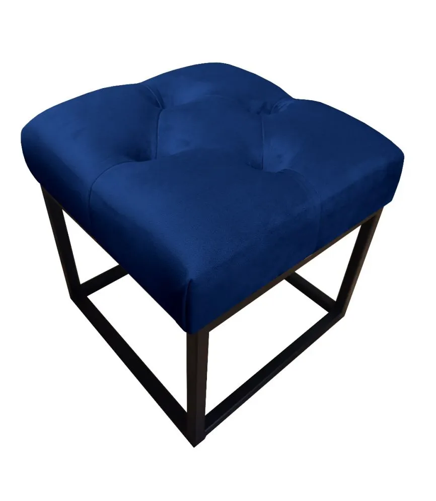 Pufa CHARLIE MG VELVET granatowa pikowana na metalowych nogach | MIRAT. w stylu GLAMOUR, LOFT kolekcja