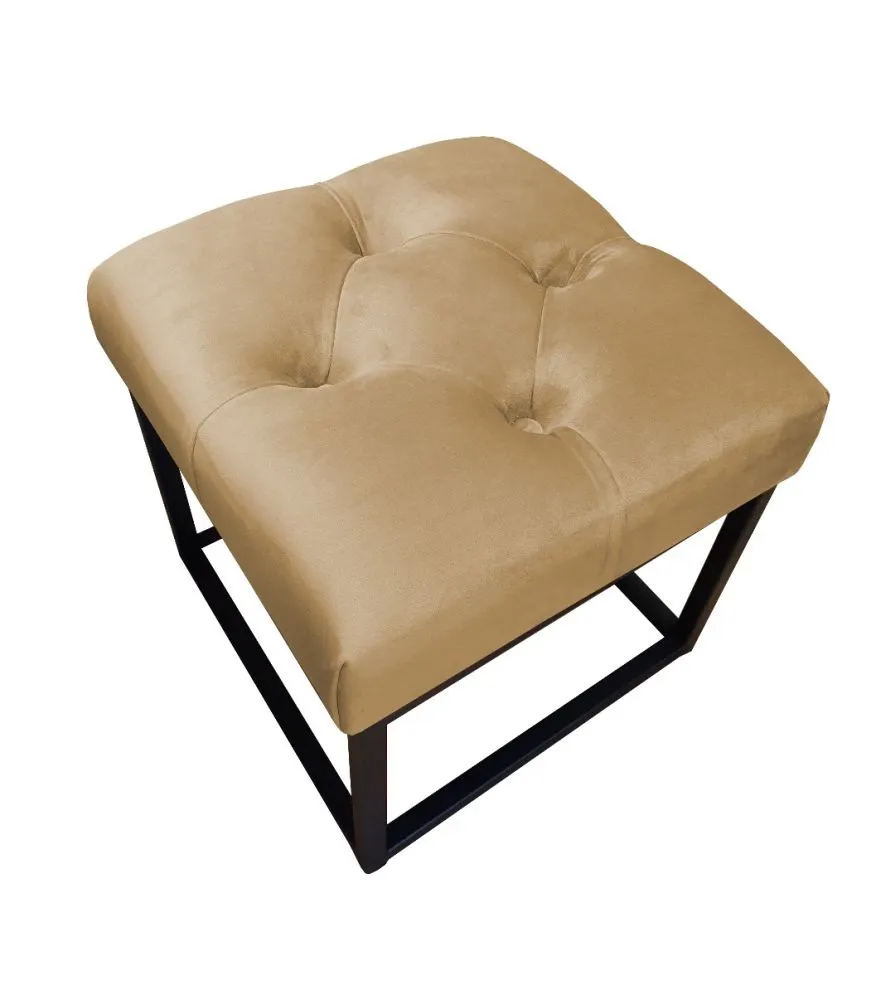 Pufa CHARLIE MG VELVET beżowa na metalowych nogach | MIRAT. w stylu GLAMOUR, LOFT kolekcja