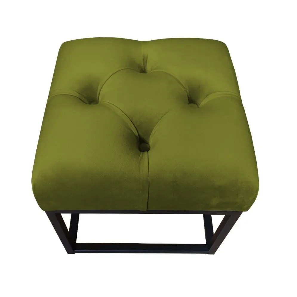 Pufa CHARLIE BL VELVET oliwkowa na metalowych nogach | MIRAT. w stylu GLAMOUR, LOFT kolekcja