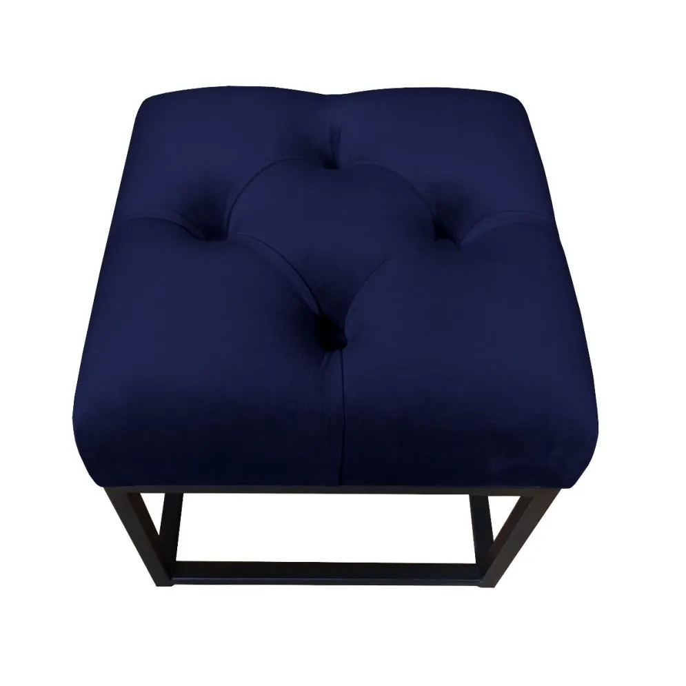 Pufa CHARLIE MG VELVET granatowa pikowana na metalowych nogach | MIRAT. w stylu GLAMOUR, LOFT kolekcja