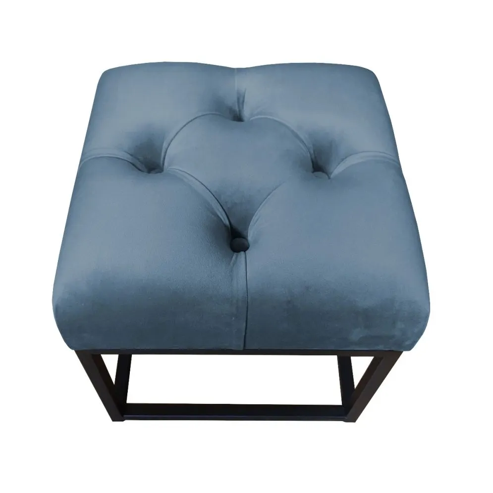 Pufa CHARLIE MG VELVET ciemnoniebieska pikowana na metalowych nogach | MIRAT. w stylu GLAMOUR, LOFT kolekcja