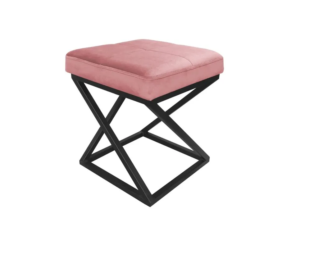 Pufa ZAZU 2 MG VELVET różowa pikowana do salonu | MIRAT. styl LOFT