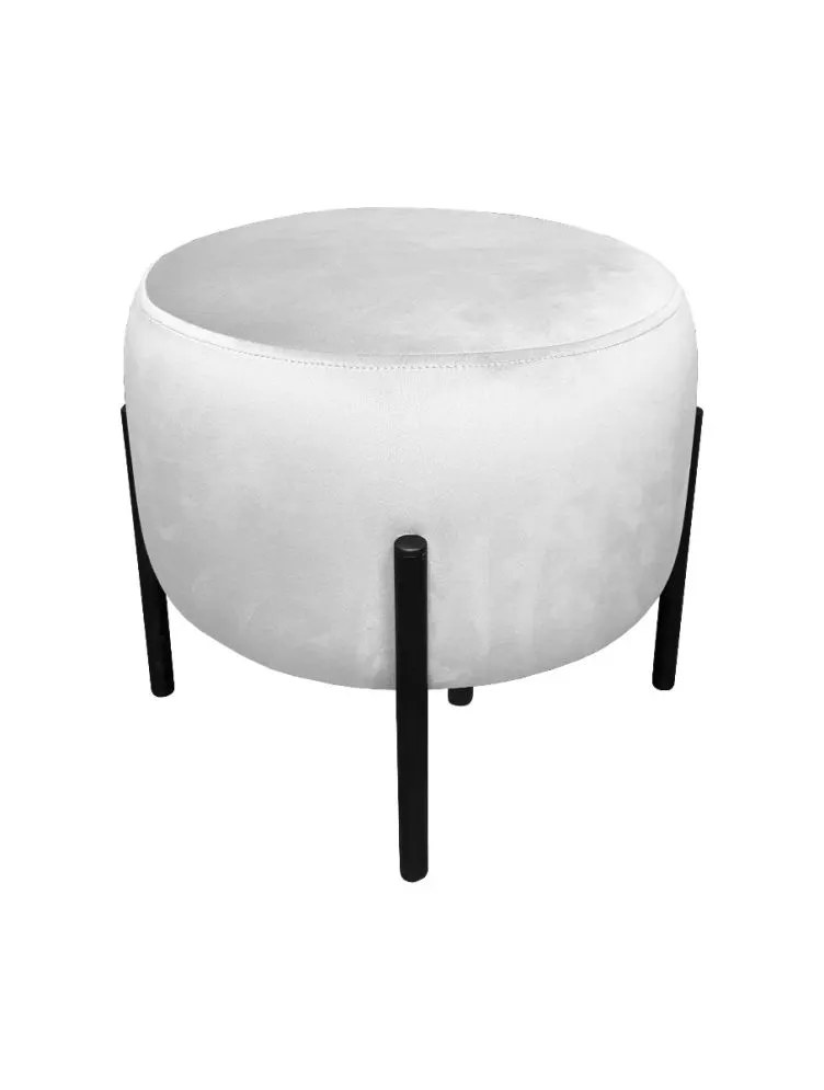 Pufa WILFRED MG VELVET jasnoszara okrągła na metalowych nogach | MIRAT. styl GLAMOUR, LOFT