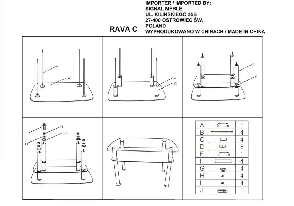 Instrukcja montażu ławy RAVA C