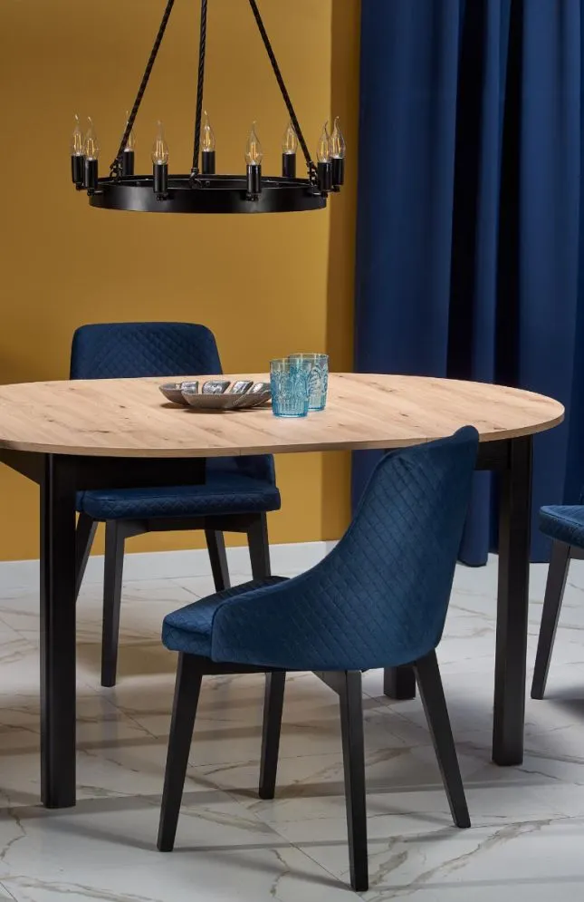 Stół RINGO 102(142)x102 dąb/czarny rozkładany okrągły | MIRAT. w stylu  kolekcja