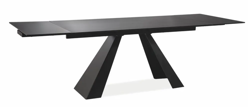Czarny matowy stół ze szkła hartowanego rozkładany Salvadore 160