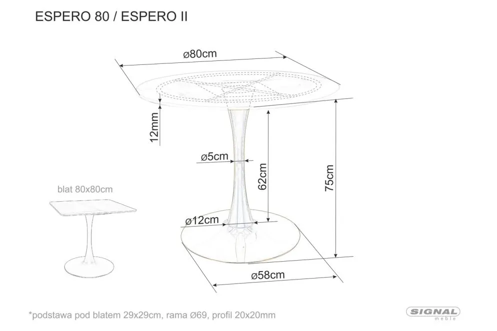 Stół ESPERO II 80x80 czarny marmur/czarny kwadratowy I sklep meblowy MIRAT.
