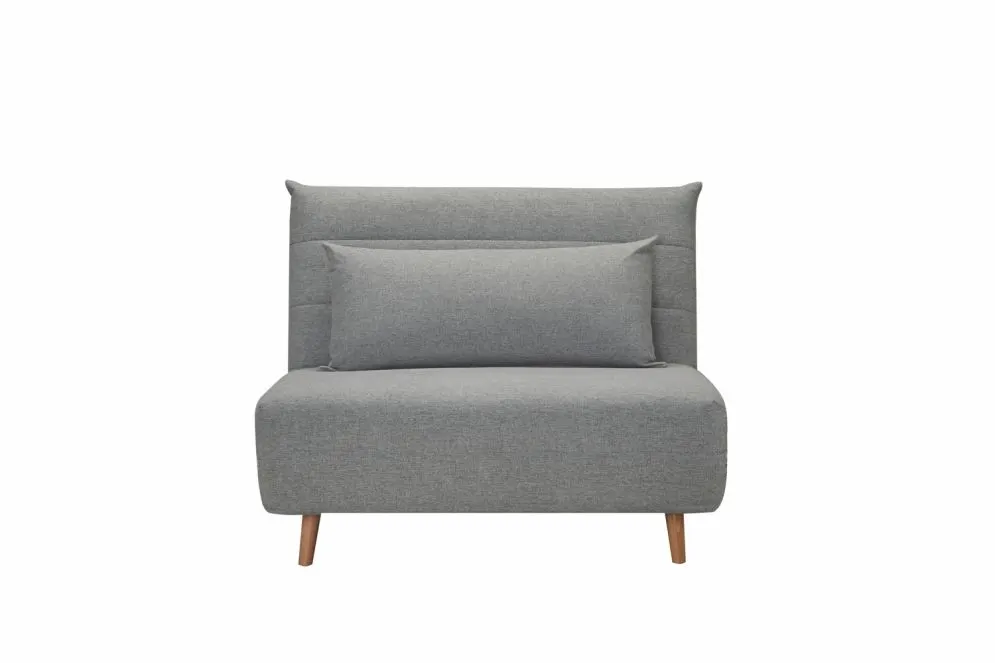 Szary fotel z poduszką na drewnianych nogach Spike