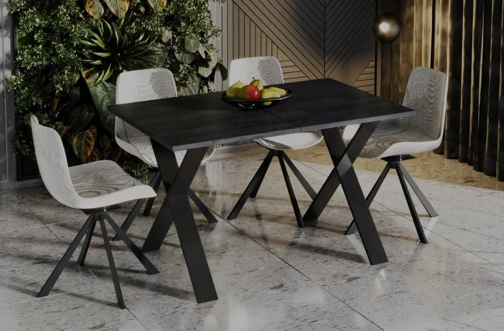 Stół rozkładany X 130(170)x80 beton ciemny nowoczesny | MIRAT.