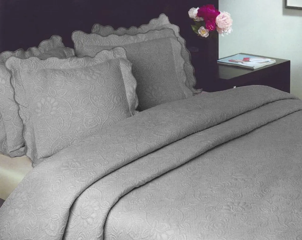 Narzuta Żakard 220x260 Flower stalowa na łóżko I sklep meblowy MIRAT.