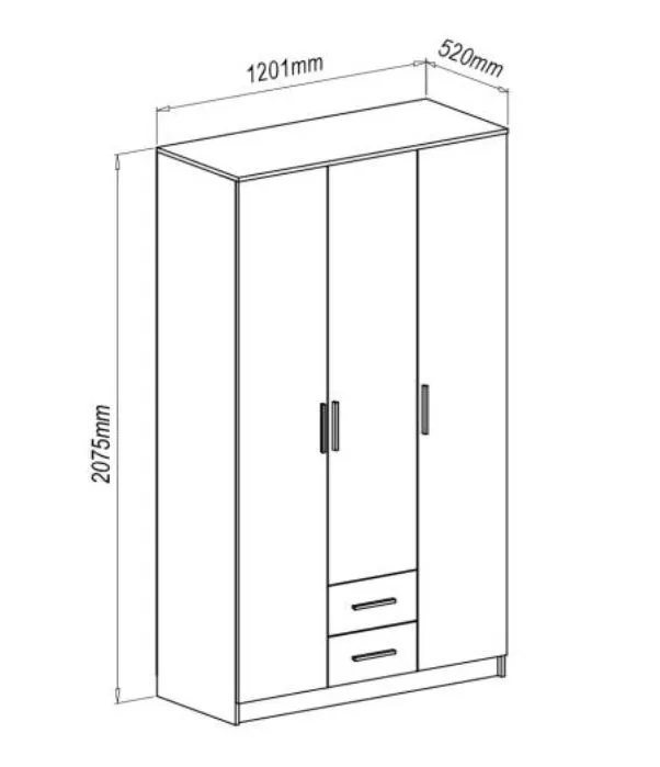 Szafa trzydrzwiowa LIMA S-3 120cm dąb sonoma z lustrem szeroka I sklep meblowy MIRAT. styl SKANDYNAWSKI kolekcja LIMA