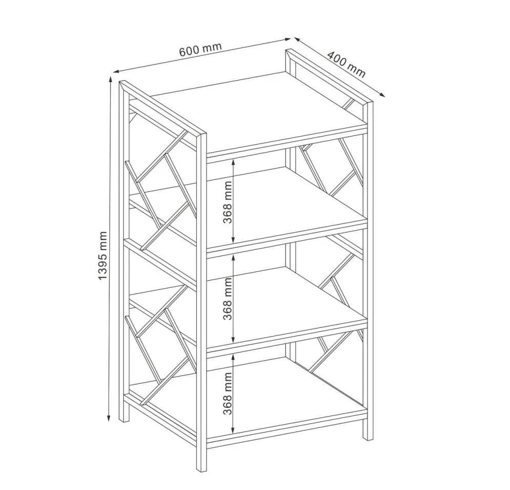 Regał TABLO R4 dąb/ciemny brąz z czterema półkami | MIRAT.