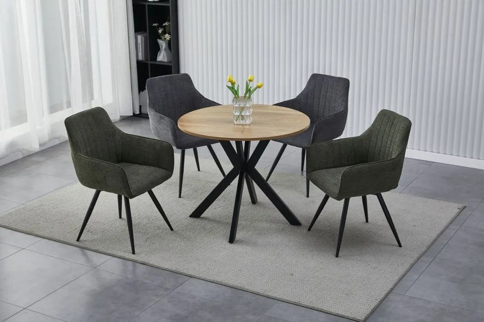 Stół okrągły TALIA II 90x90 dąb/czarny w stylu industrialnym I sklep meblowy MIRAT. styl LOFT