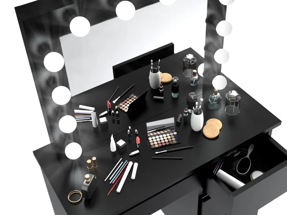 Toaletka ALEKSANDRA 4 czarny mat nowoczesna do wnętrz w stylu glamour | MIRAT. w stylu SKANDYNAWSKI kolekcja