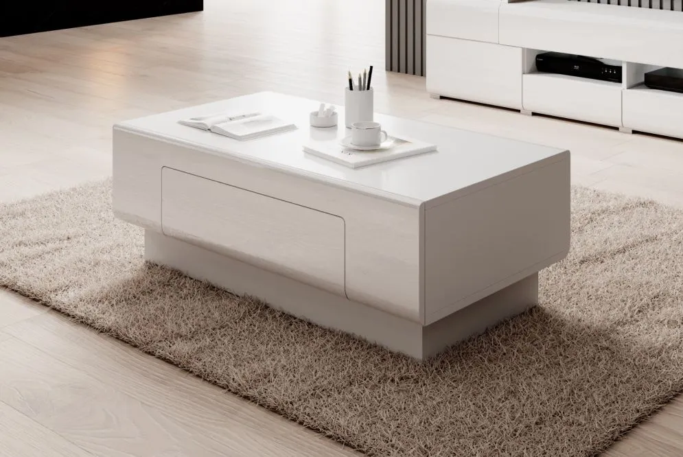 Stolik kawowy TOLEDO 1S biały połysk I sklep meblowy MIRAT. styl GLAMOUR kolekcja TOLEDO HELVETIA