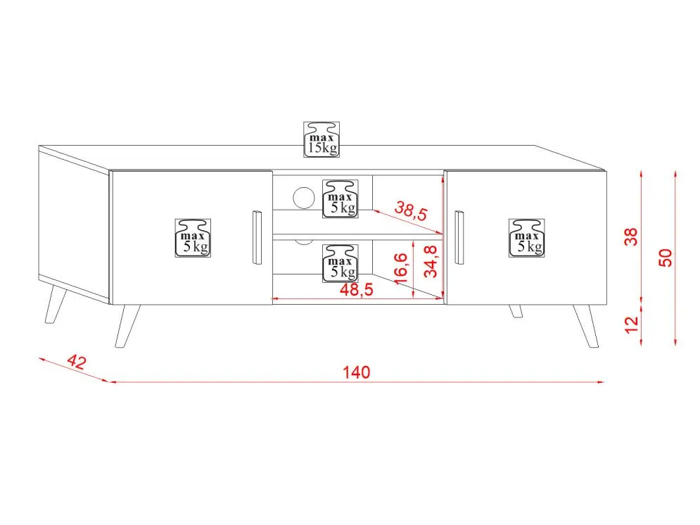 Szafka RTV SWEDEN 2 biały mat/biały połysk do salonu | MIRAT. styl SKANDYNAWSKI