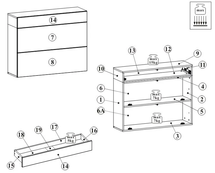 Zestaw mebli do przedpokoju EASY V biały mat/dąb wotan z szafką na buty I sklep meblowy MIRAT.  kolekcja EASY