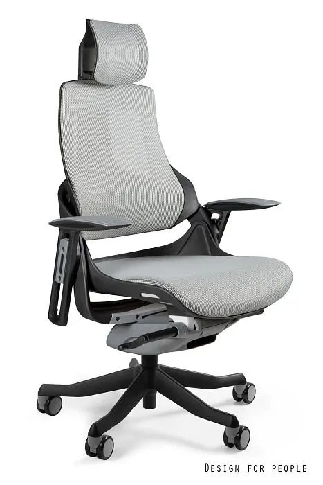 Fotel biurowy WAU czarny/szary siatka ergonomiczny | MIRAT.