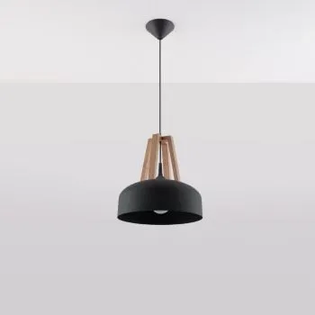 Lampa wisząca CASCO czarna/naturalne drewno