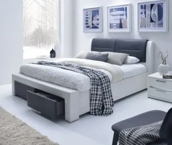 Łóżko CASSANDRA S 140x200 biały/czarny z szufladami